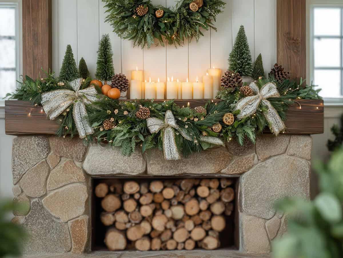 Christmas Mantle Soft Glow and Layered Light