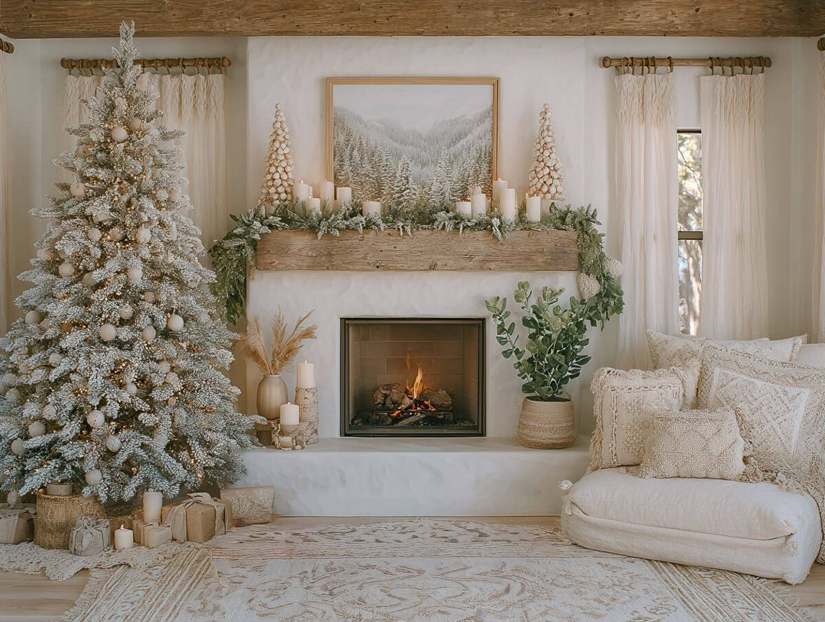 Christmas Mantle with Art as focal point