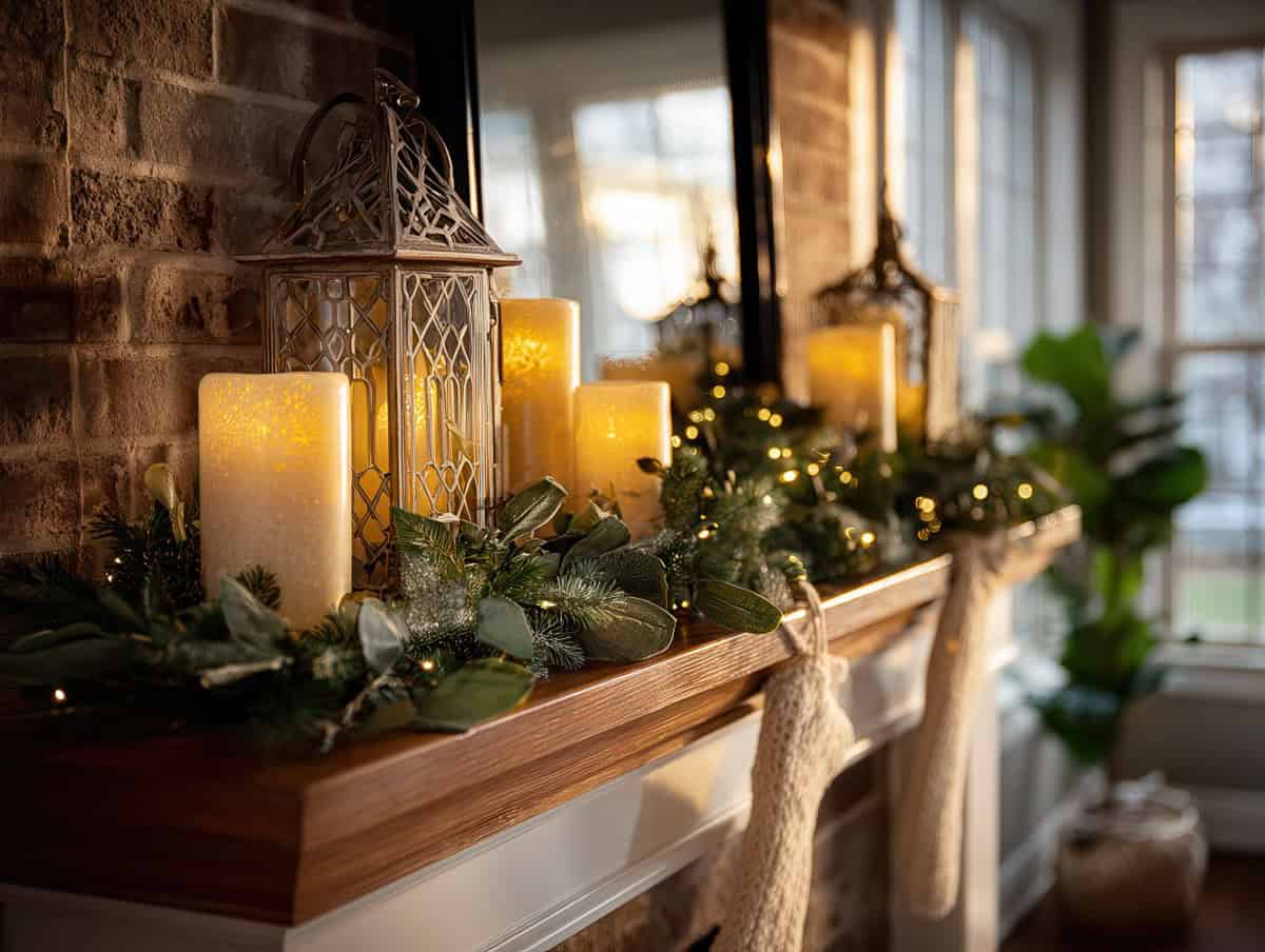 Christmas Mantle with flameless candles