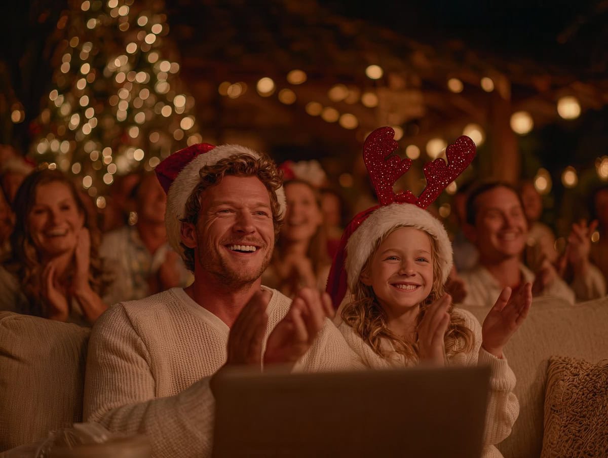 Family singing Christmas Carols