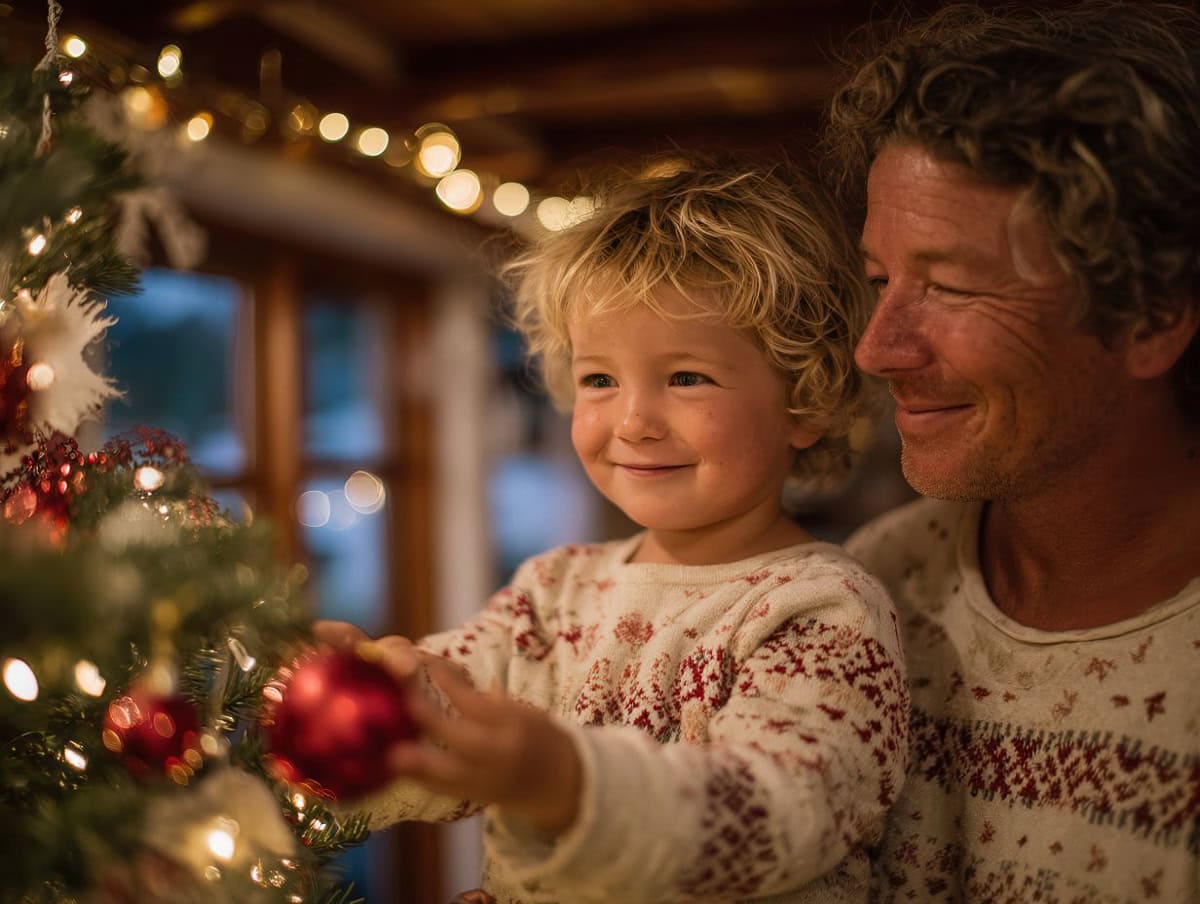 Family celebrating Christmas Eve