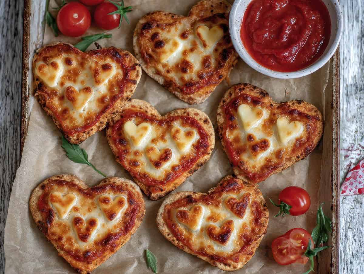 Heart-Shaped Pita Pizzas