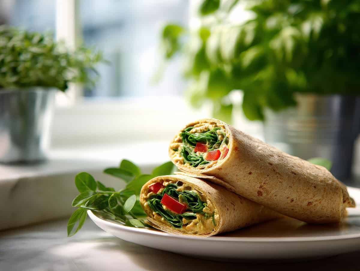 Whole wheat wrap with lean deli turkey, avocado, and lettuce.