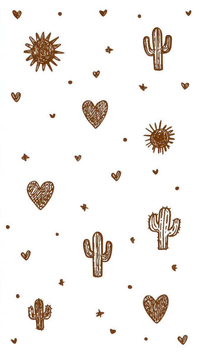 Cream background with boho love icon