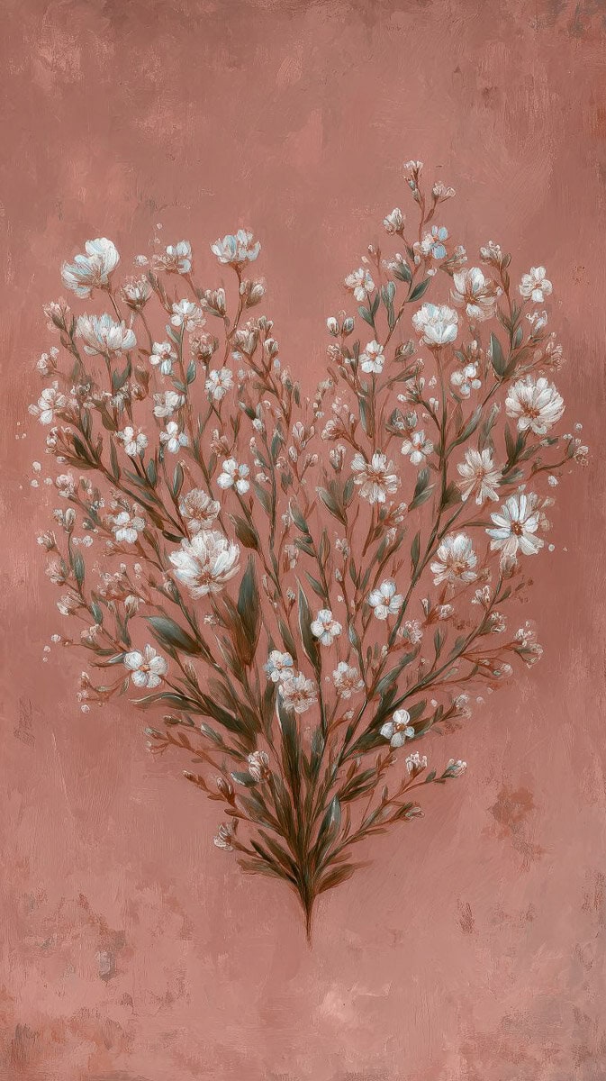 Desert cactus and heart minimalist phone background