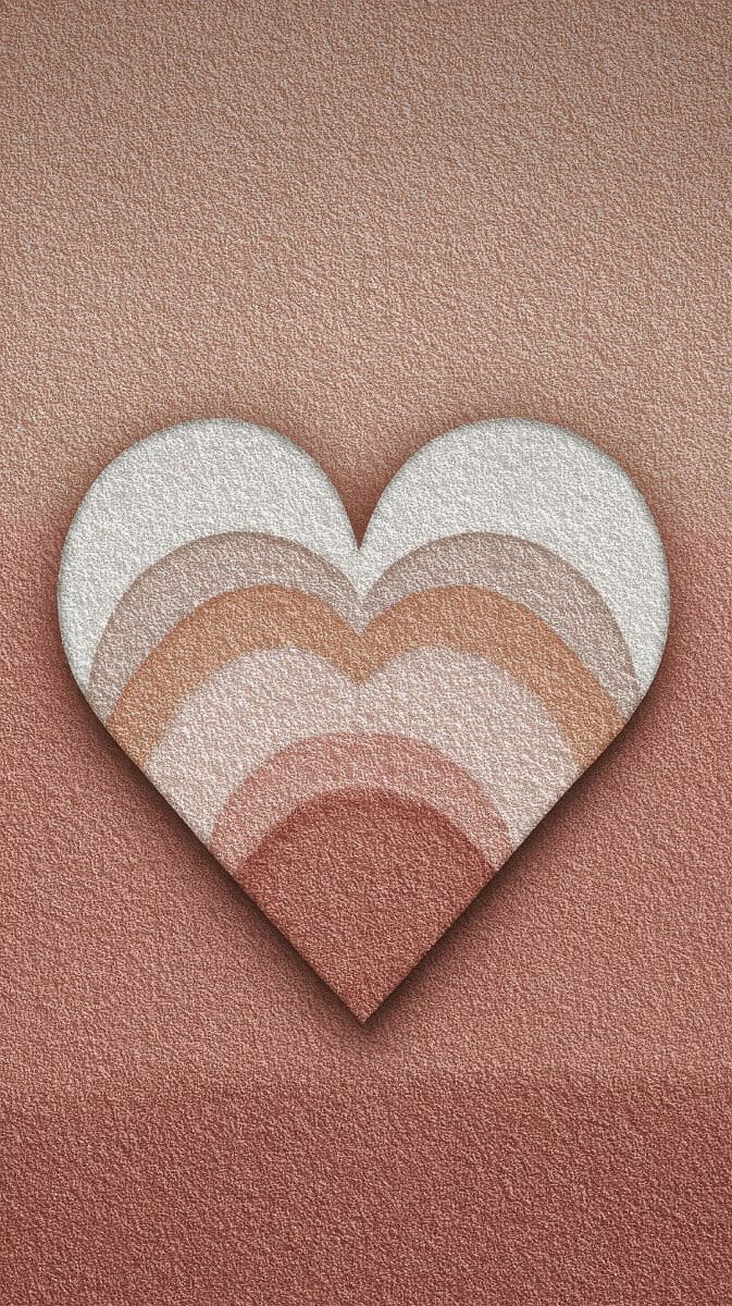 Boho heart with sunrays in terracotta palette