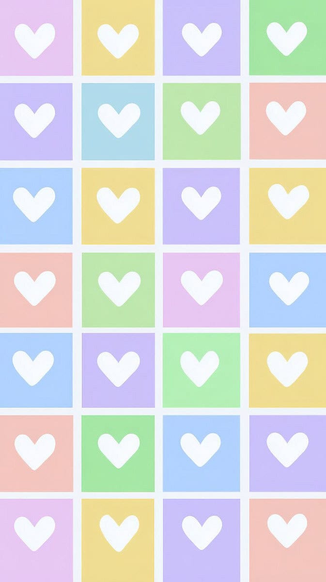 Grid of pastel valentine hearts wallpaper