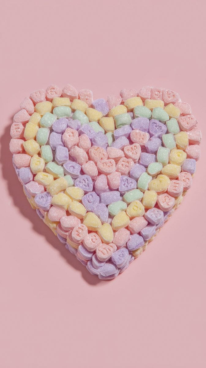 Wallpaper with love messages in pastel candy