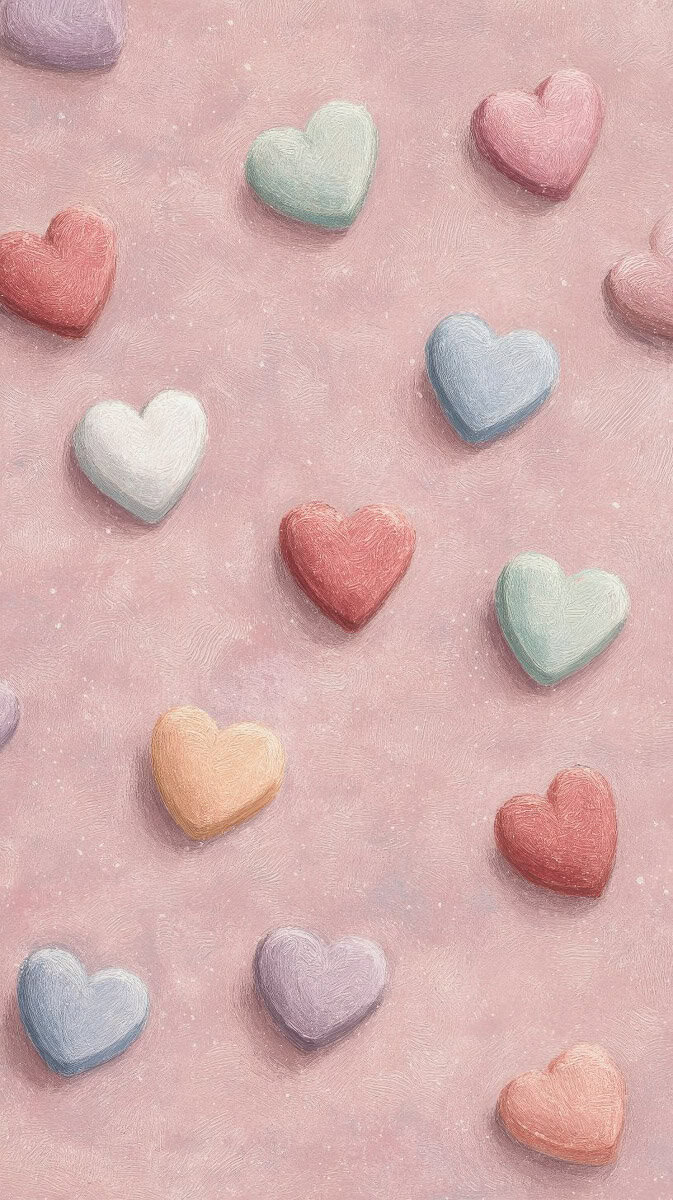 Minimal pink and mint heart background