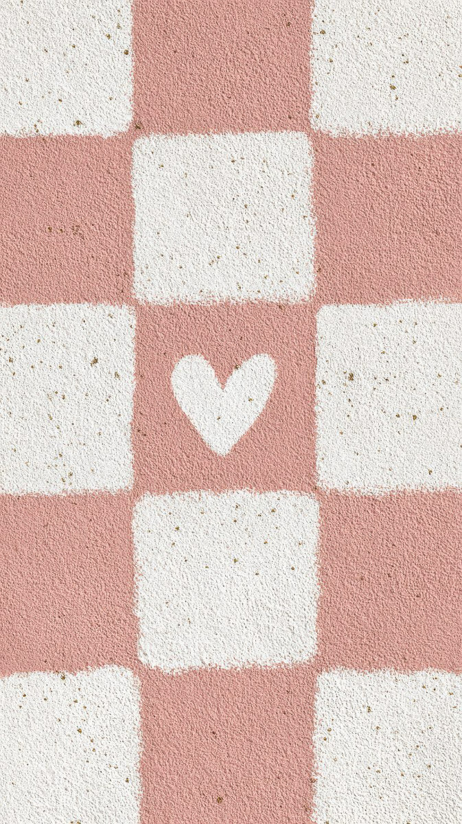 Pink checker board heart wallpaper for Valentine’s Day