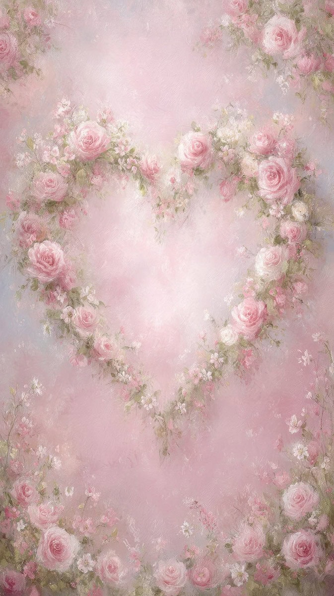 Vintage-inspired hearts on soft blush background