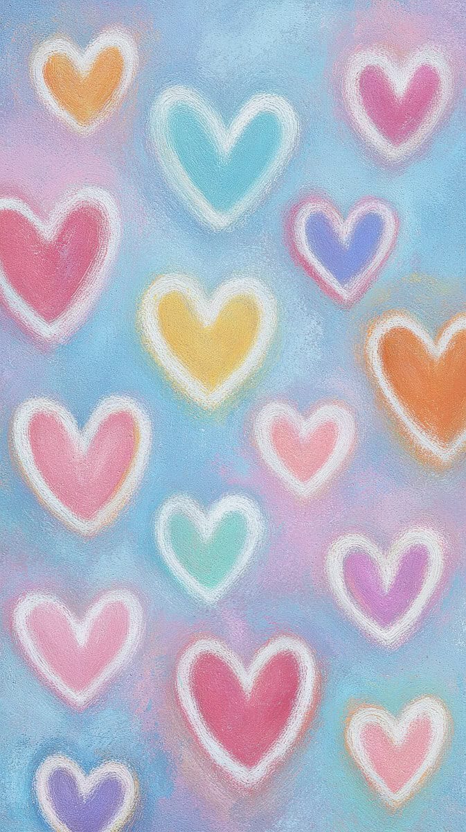 Cute pink heart grid background