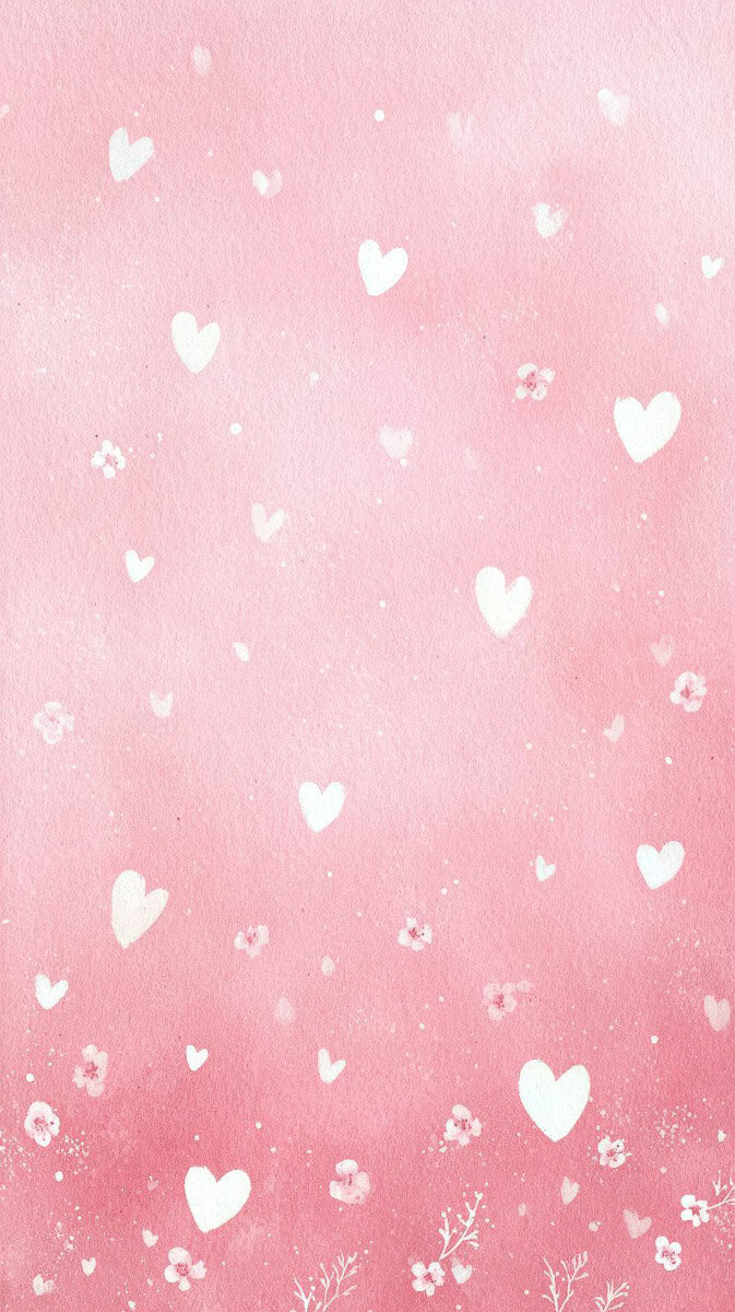 Watercolor hearts on white background aesthetic