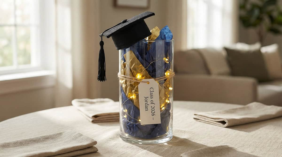 2026 Graduation Party Centerpiece Ideas-09 | Fit Fun And Over 40 Graduation Cap Centerpiece Ideas with School Spirit and School Colors