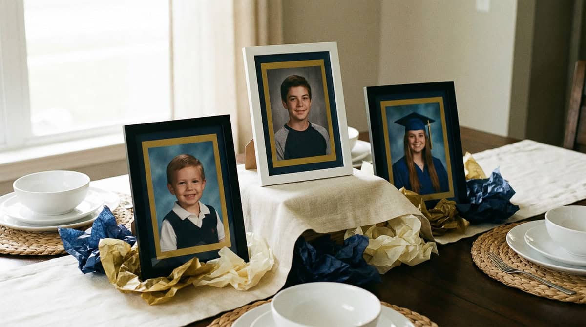 2026 Graduation Party Centerpiece Ideas-13 | Fit Fun And Over 40 Dollar Store Frame Clusters