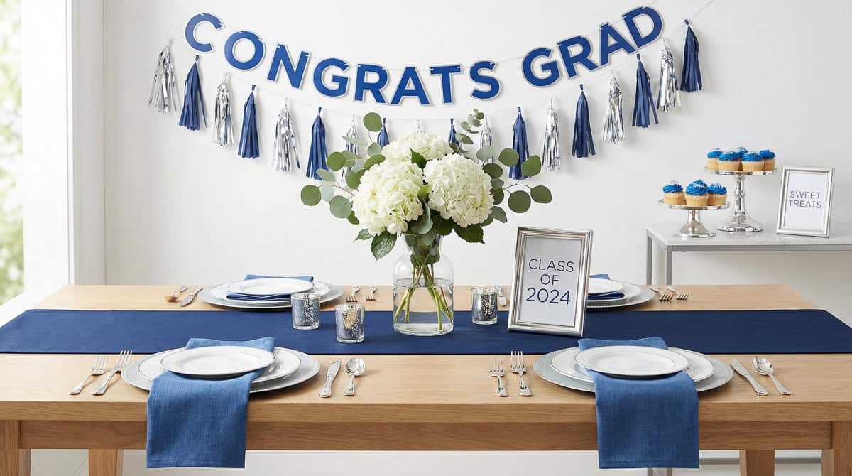 2026 Graduation Party Centerpiece Ideas-22 | Fit Fun And Over 40 How to Match Your Color Scheme and School Colors for Graduation Party Decorations