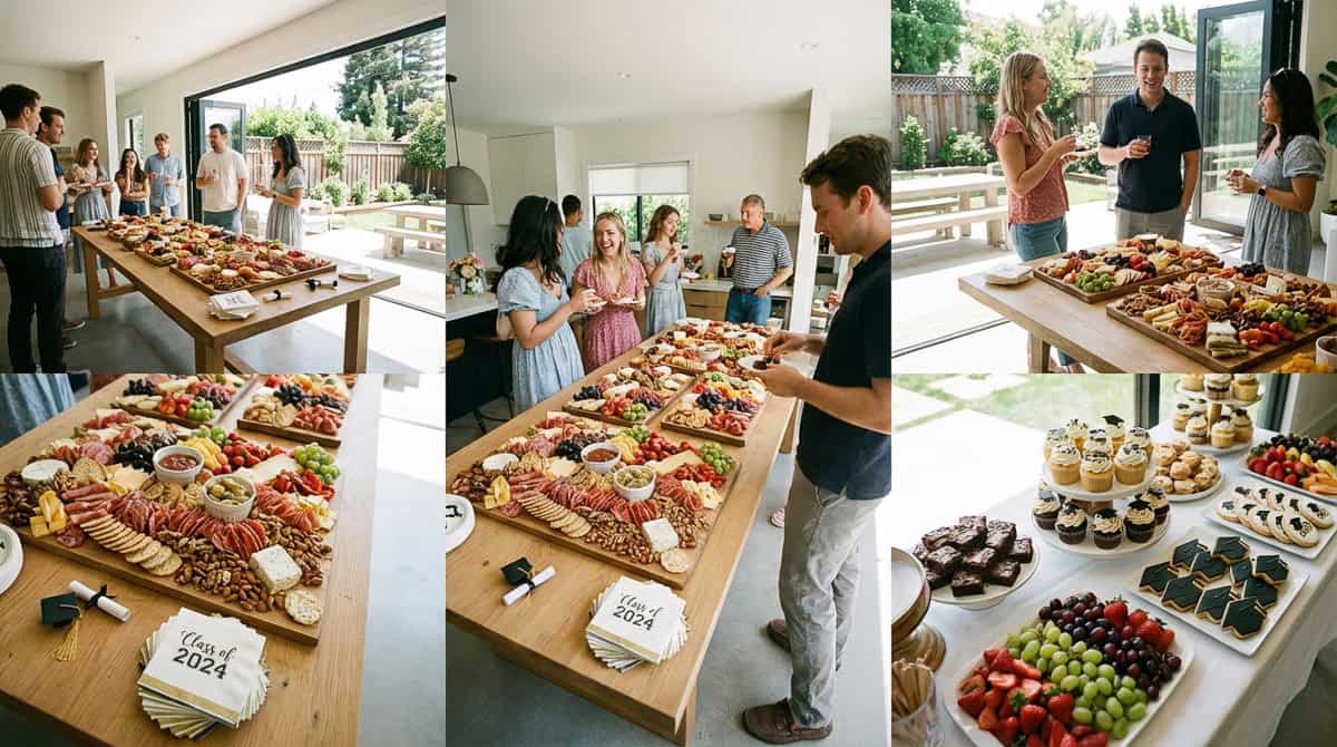 Graduation Party Trends 2026-6 | Fit Fun And Over 40 Charcuterie and Dessert Table Graduation Party Ideas