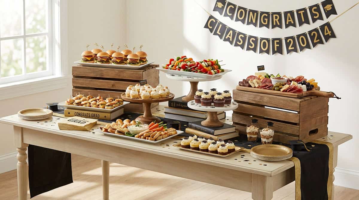 Graduation Party Table Ideas-13 | Fit Fun And Over 40 Add Layered Heights for Visual Interest
