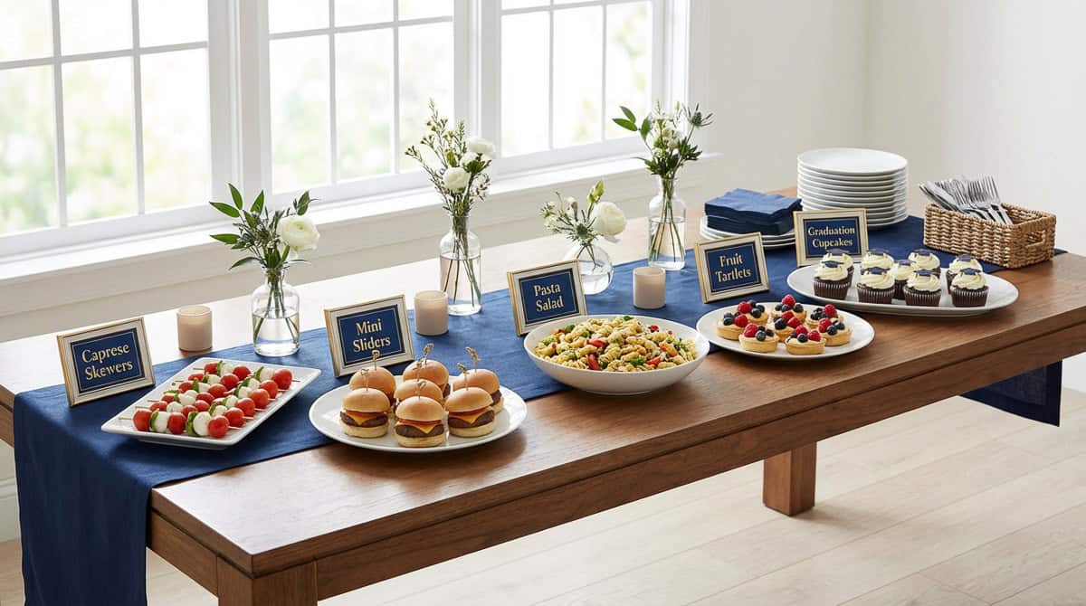 Graduation Party Table Ideas-14 | Fit Fun And Over 40 Label Food for a Polished Look