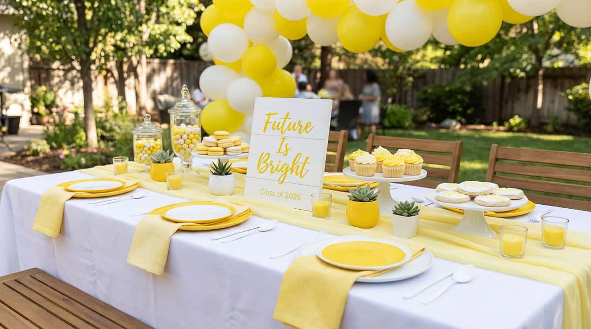 Graduation Party Table Ideas-2 | Fit Fun And Over 40 Start With a Clear Color Palette and Theme for Your Graduation Party Table