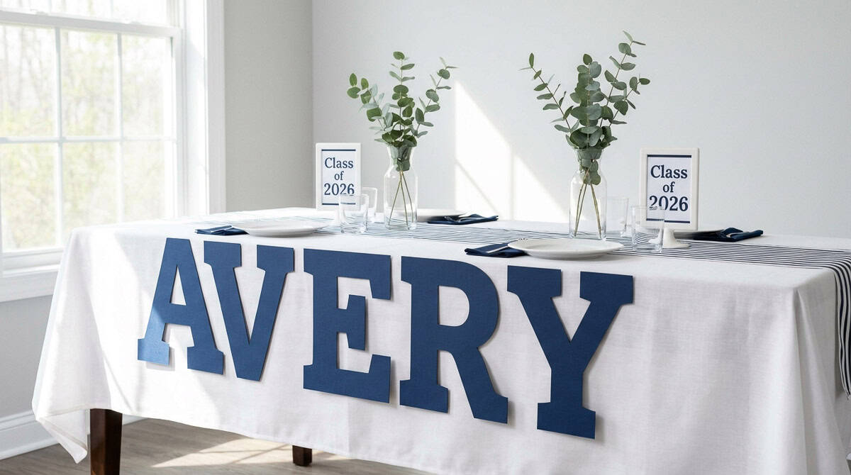 Graduation Party Table Ideas-7 | Fit Fun And Over 40 Custom Name Cutouts