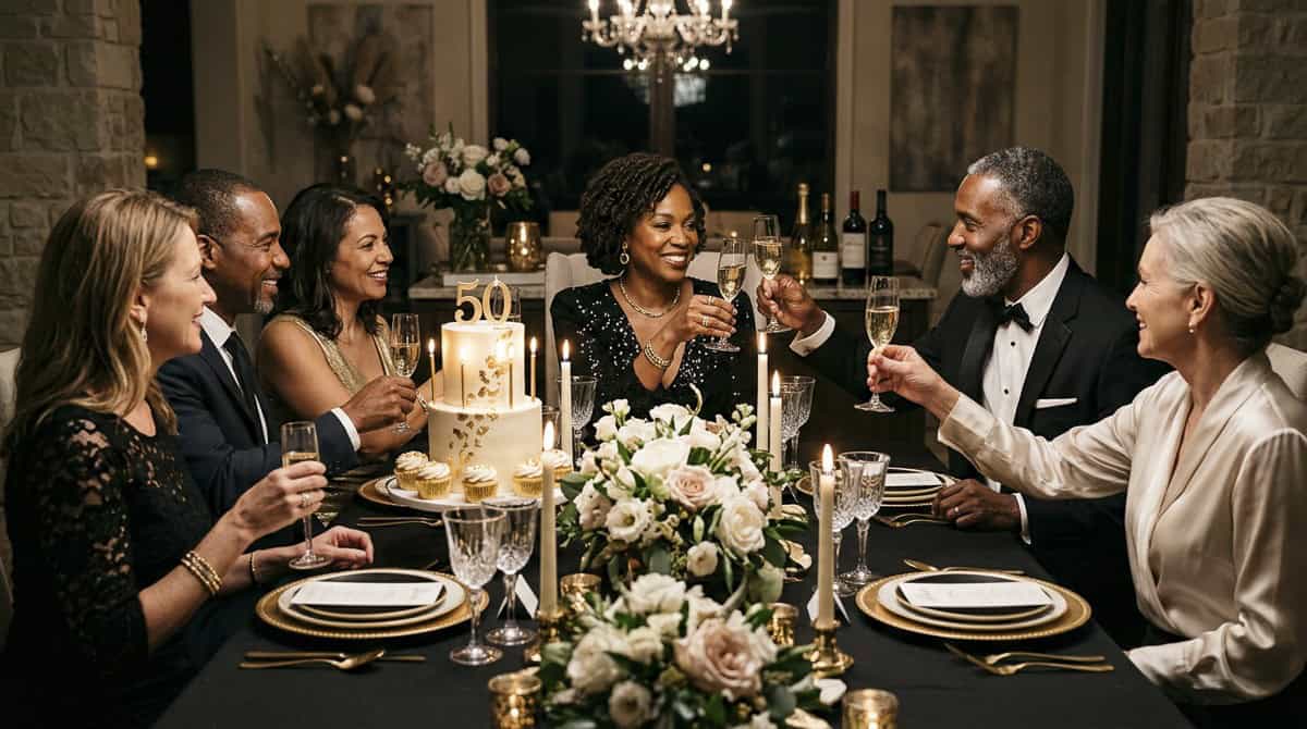 50 Birthday Party Ideas for women-25 | Fit Fun And Over 40 Black Tie or Glam Dinner Party