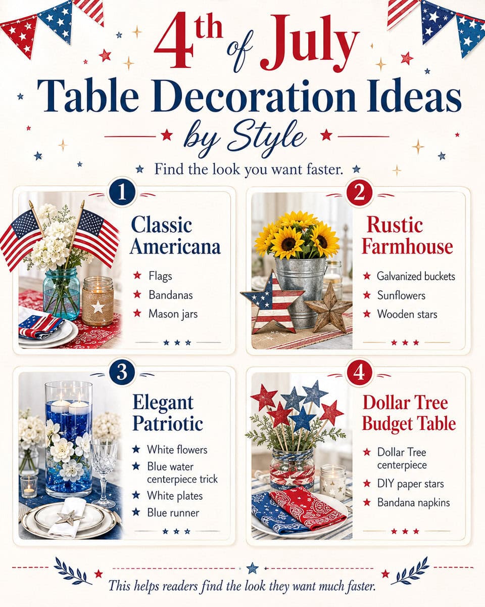 4th of July Table Decorations By Style