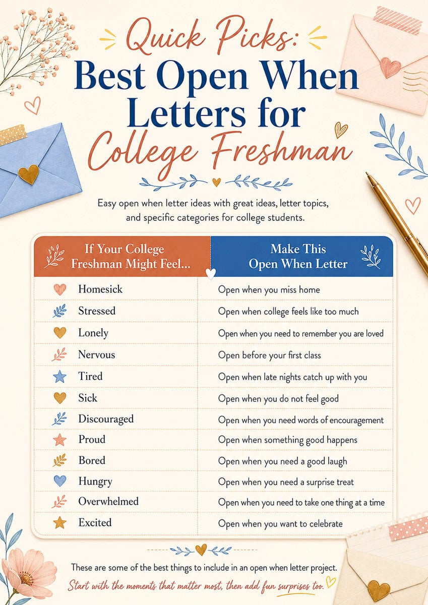 Quick Picks Ideas Open when letters college freshmen